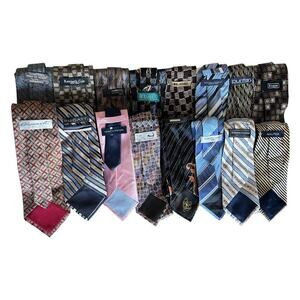 Lot Of 16 Silk Men’s Neckties Various Name Brands and Patterns Colors Resellers